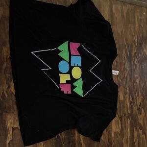 Black T-Shirt with Colorful Geometric Design